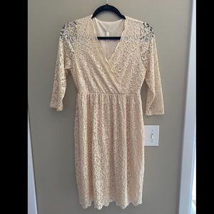 NWT• Cream Lace Maternity Dress